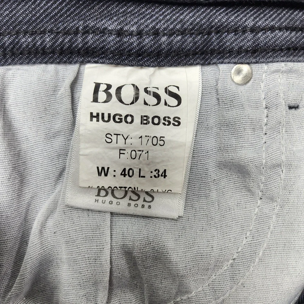 Hugo Boss Mens Jeans Straight Leg Denim Faded Black Wash 40x34‎